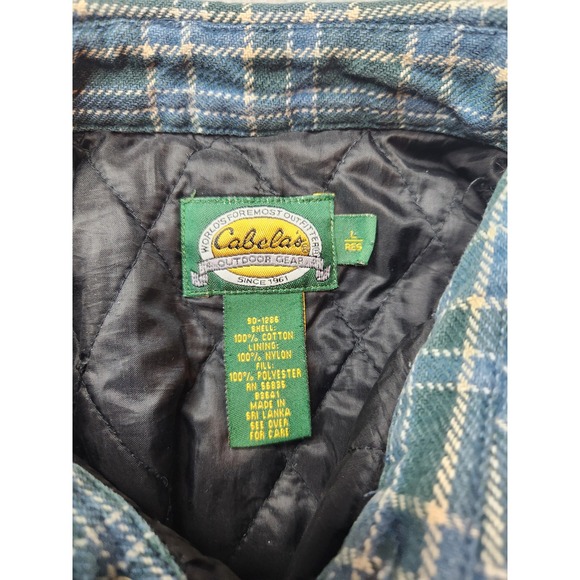 Cabelas Mens Large Flannel Button Up Shirt Jacket Shacket Size L - Picture 3 of 15